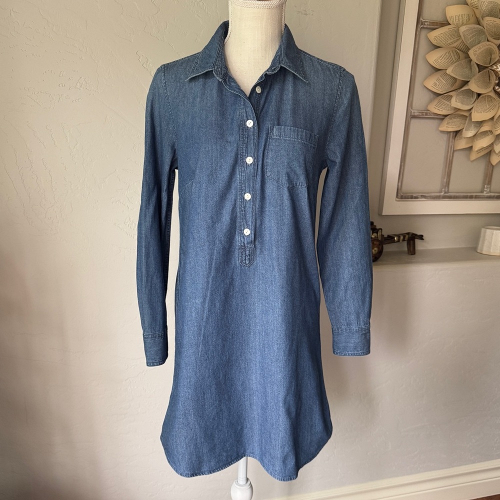 J.Crew Dress Women's Blue Denim Shirt Midi Dress Size 4